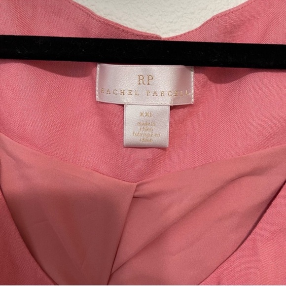 NWT Rachel Parcell Midi Dress Size XXL Pink Linen Blend Ruffled Button Down - Picture 7 of 9